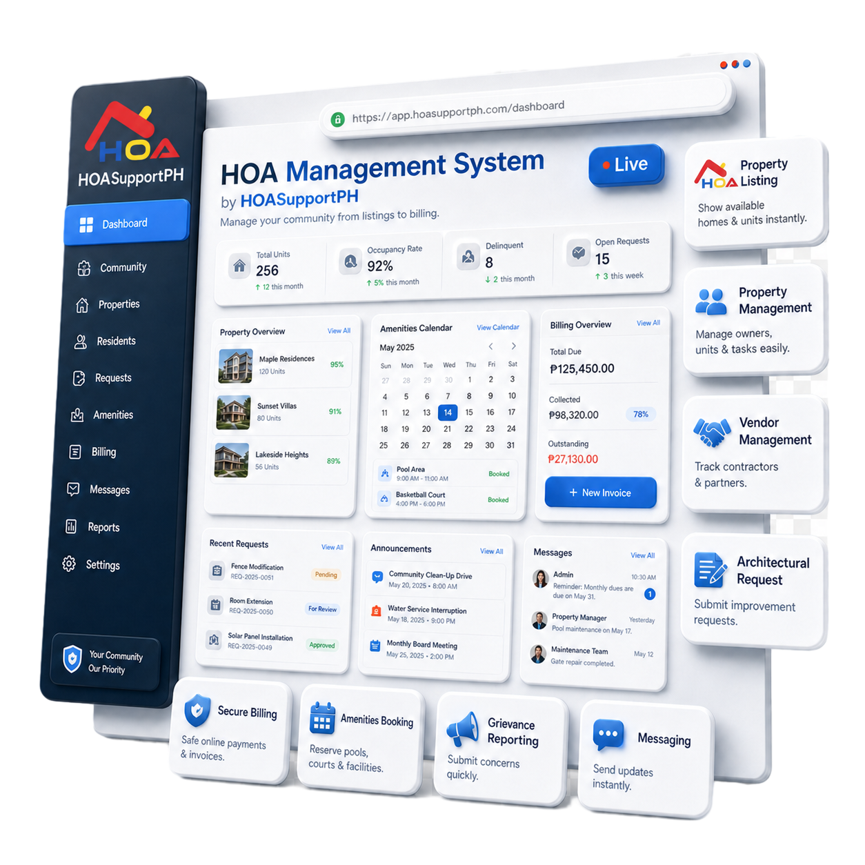 HOA Support PH dashboard preview