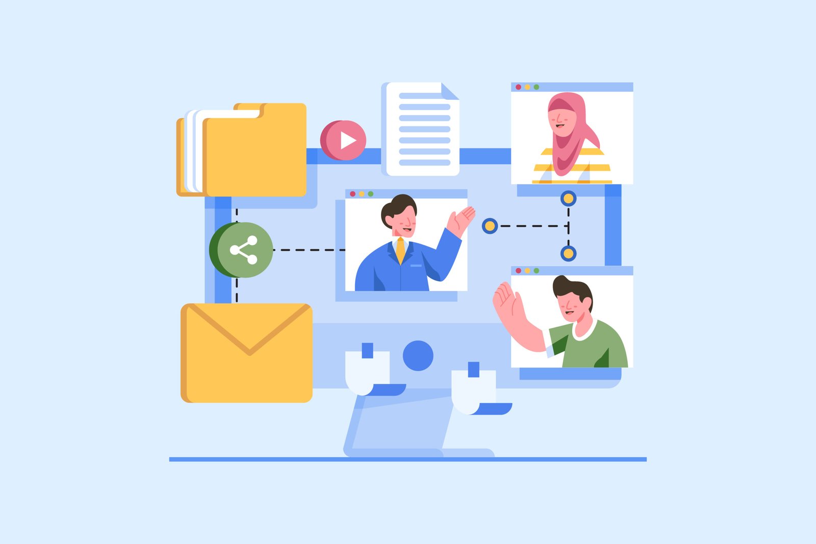 Remote Work Millennial Team on Computer Screen